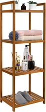 Teak Wood Bathroom Shelf Organizer Stand, Standing Shelves Shower Caddy Units, F