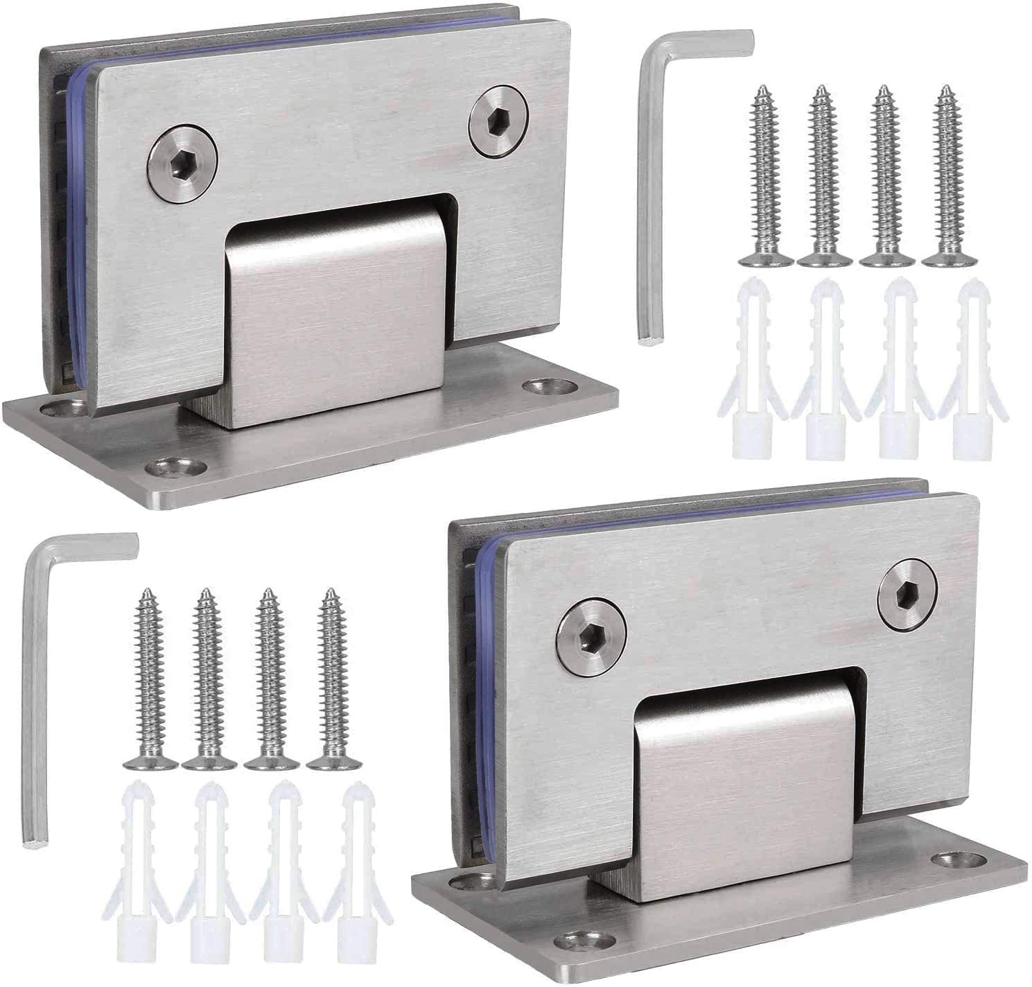 2PACK 90 Degree Shower Door Hinges, Heavy Duty Frameless Glass Door Hinges Stain