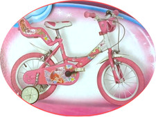 BICI DINO BIKES BICICLETTA BAMBINA ROSA BIANCA WINX 14" DOPPIO CESTINO ROTELLE