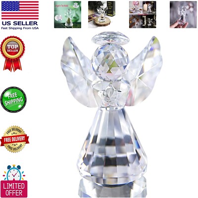 Lifelike 3.3in Glass Angel Figurine Paperweight - Exquisite Handmade Decor