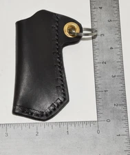 Black Leather Lighter Case Sleeve Holder for BIC Standard Size Lighters Handmade