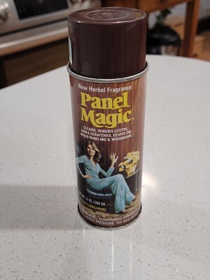 PANEL MAGIC SPRAY CAN WOOD PANELING CLEANER GRAPHIC VINTAGE 1970's DISPLAY
