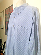 Mens Eddie Bauer Relaxed Fit Blue White Plaid Button Down Shirt Size XXL