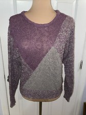 Vintage 1980s Cotton Blend Geometric Purple Sweater size Large