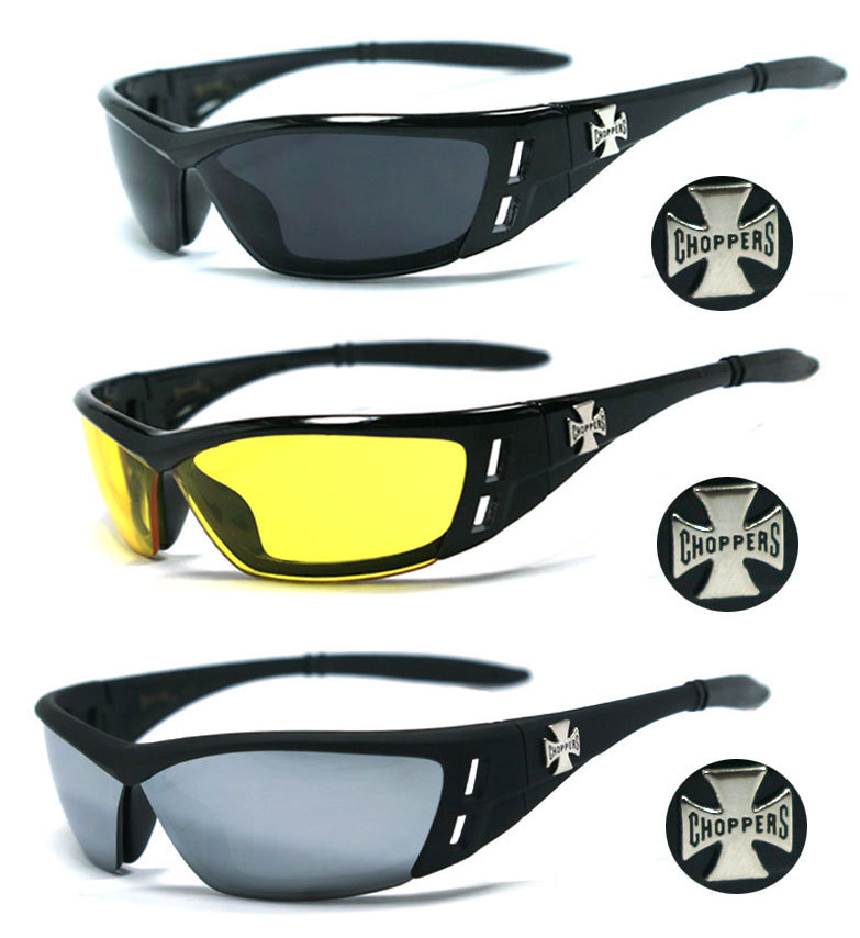 3 PAIR Choppers Motorcycle Riding Wrap Glasses Sunglasses UV Protect