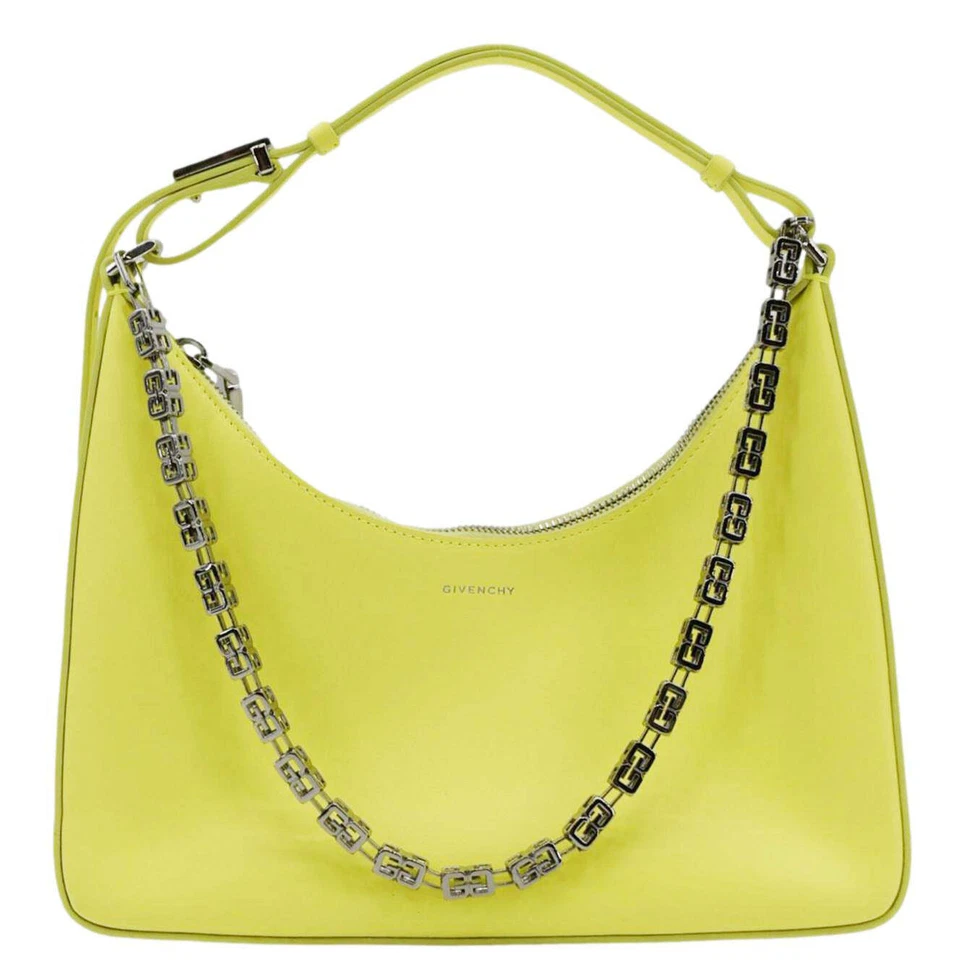Bolso hobo pequeño de cuero amarillo neón GIVENCHY Moon Cut Out
