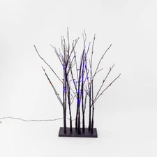 HALLOWEEN FOREST 45" Pre-Lit LED Purple & Orange TIMER w/ Adapter Table Top NEW