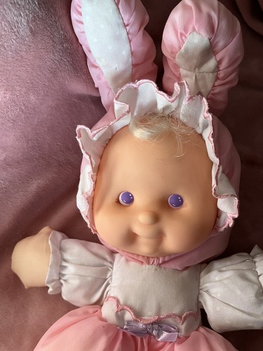 Fisher Price Puffalump Kids Pink Baby Doll Bunny Rabbit 1991 Nylon Stuffed Plush - Picture 2 of 4