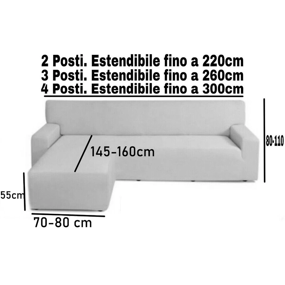 Copridivano Elasticizzato Penisola Destra e Sinistra Salvadivano 2 3 4 Posti - Immagine 3 di 4