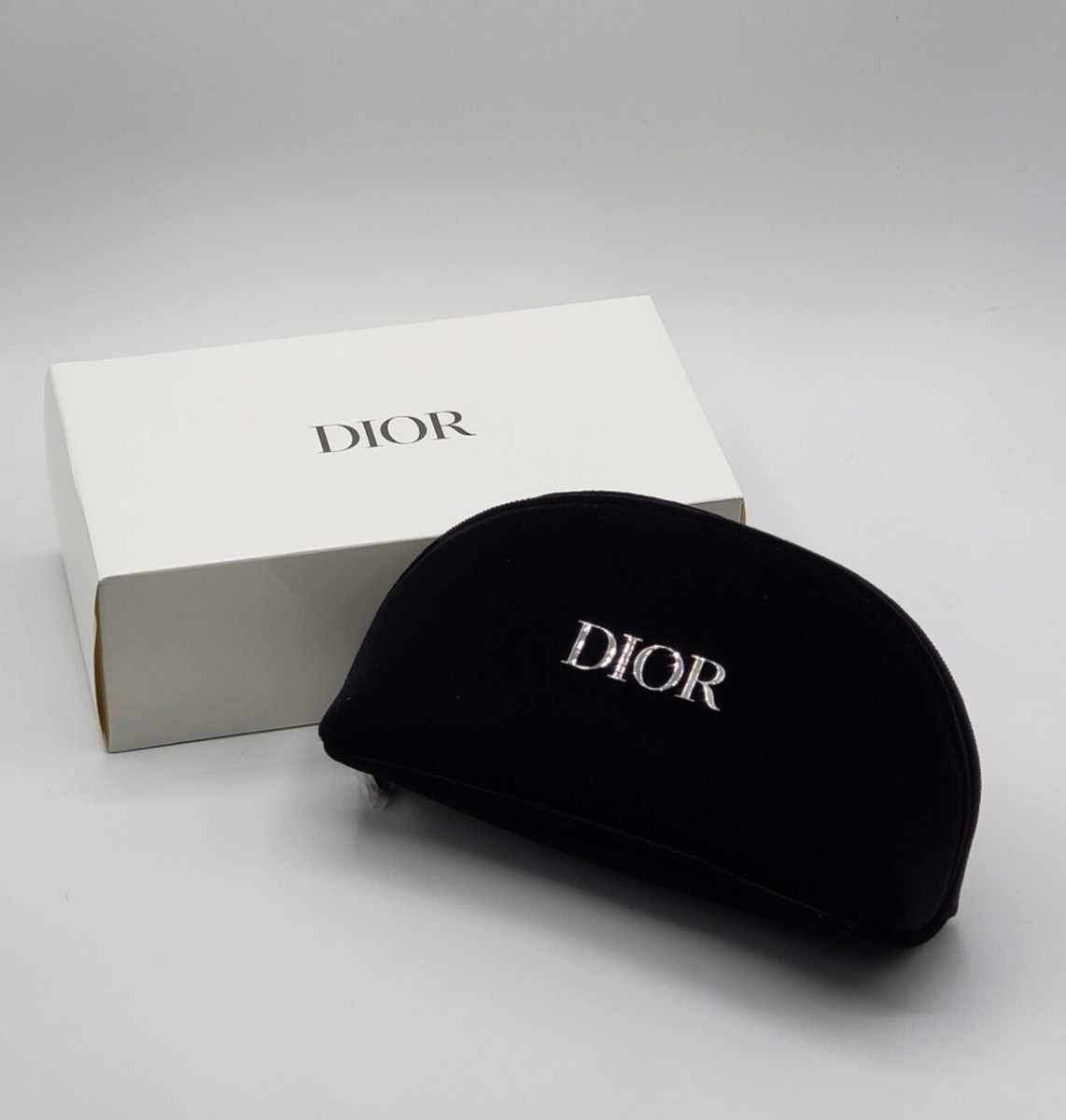 Dior Logo Velvet Pouch Cosmetic Bag Black | eBay