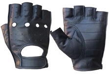 MENS COWHIDE LEATHER FINGERLESS DRIVING MOTORCYCLE BIKER GLOVES NEW XS-3XL