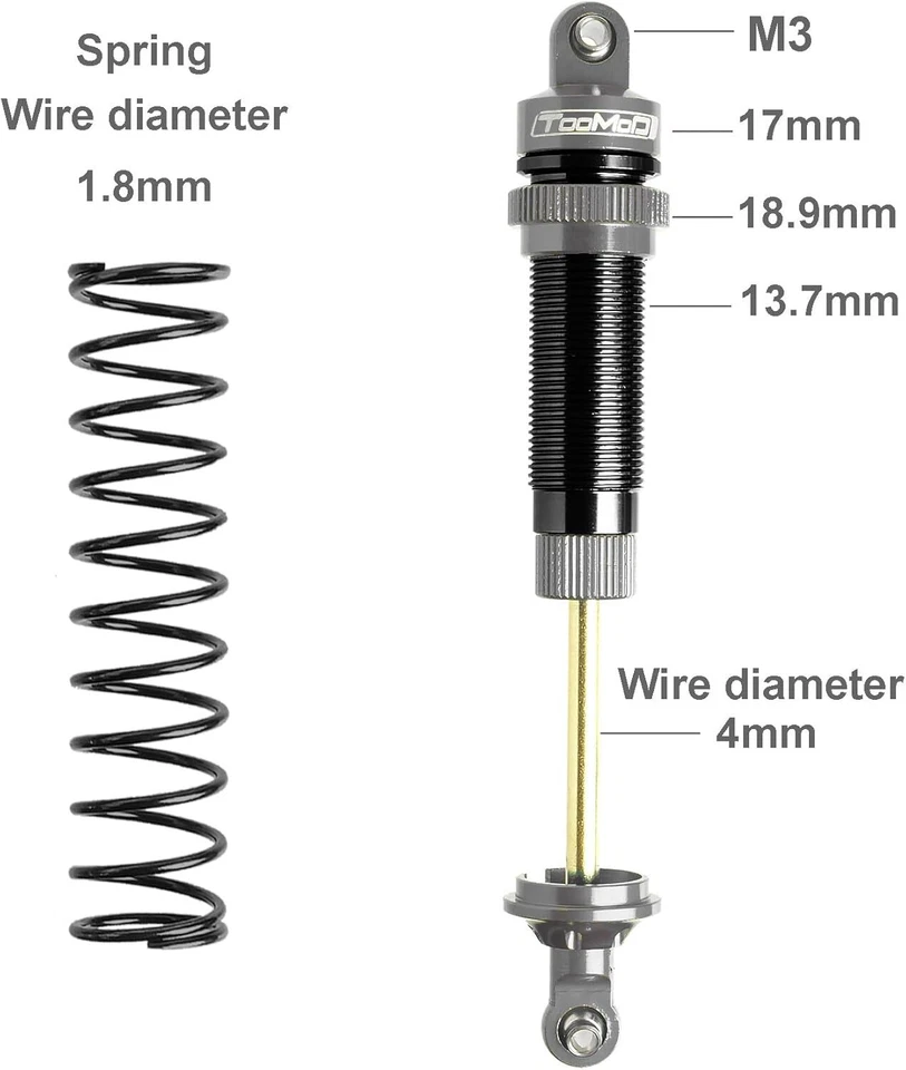 130mm 1/8 RC Oil Shock Big Bore Damper for Buggy Truggy HSP,HPI Upgrade Parts - Image 3 of 4