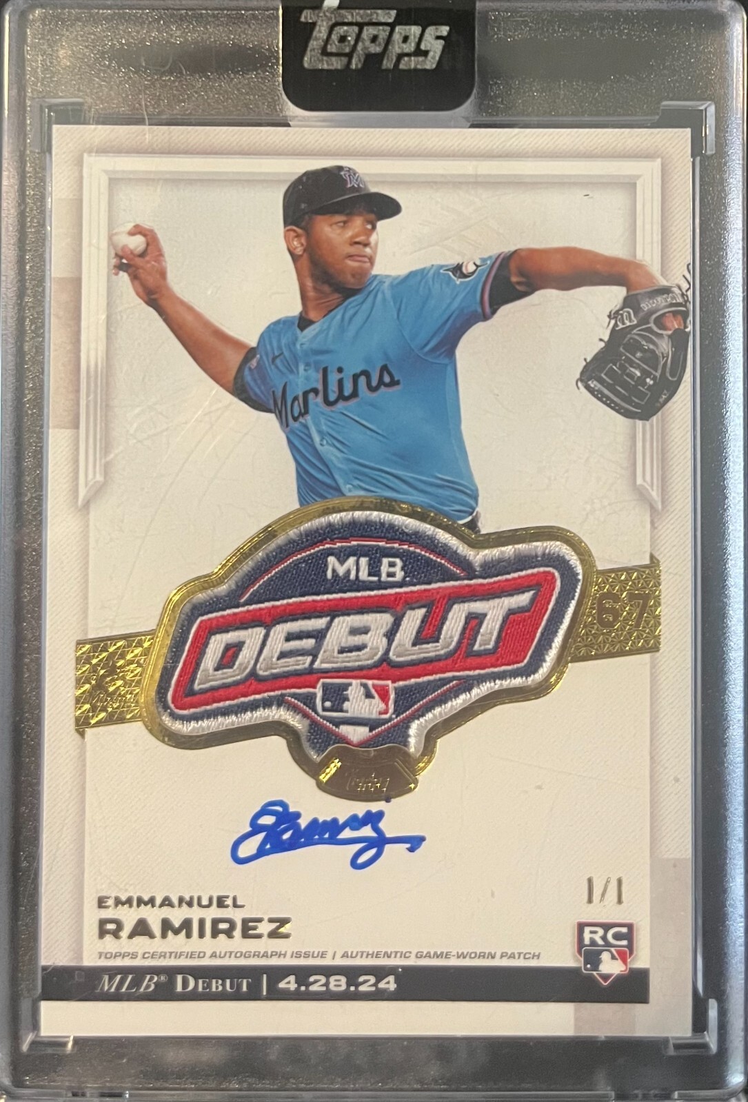 Topps MLB Rookie Debut Patch Autograph 1/1 - Emmanuel Ramírez, Miami Marlins