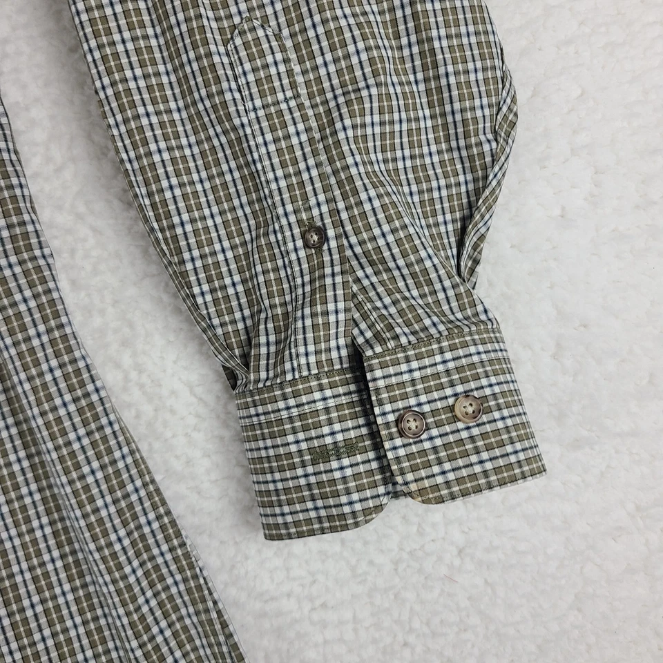 Nordstrom Dress Shirt Mens 2XL XXL Brown Blue Plaid Smartcare Cotton Button Up - Image 2 of 4