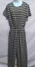 Ladies Size Large Gray with White Stripes Jumpsuit