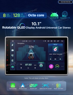 XTRONS TIX125LS AUTORADIO 2 DIN GPS 10.1'' ANDROID 12 WiFi 4G USB CARPLAY DSP 8GB