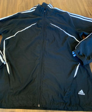 VTG ADIDAS BLACK WHITE 3 STRIPES ZIP UP JACKET SZ XL