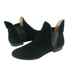 Salvatore Ferragamo Black Suede Ankle Chelsea Booties Flat Boots Size 5