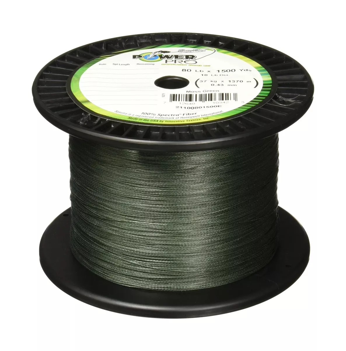 Power Pro Spectra Fiber Braided Fishing Line Moss Green 1500YD/80LB  712649103423