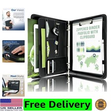 Zipper Portfolio Binder  Padfolio 3 Ring Binder 1" and Clipboard Folio Remov...