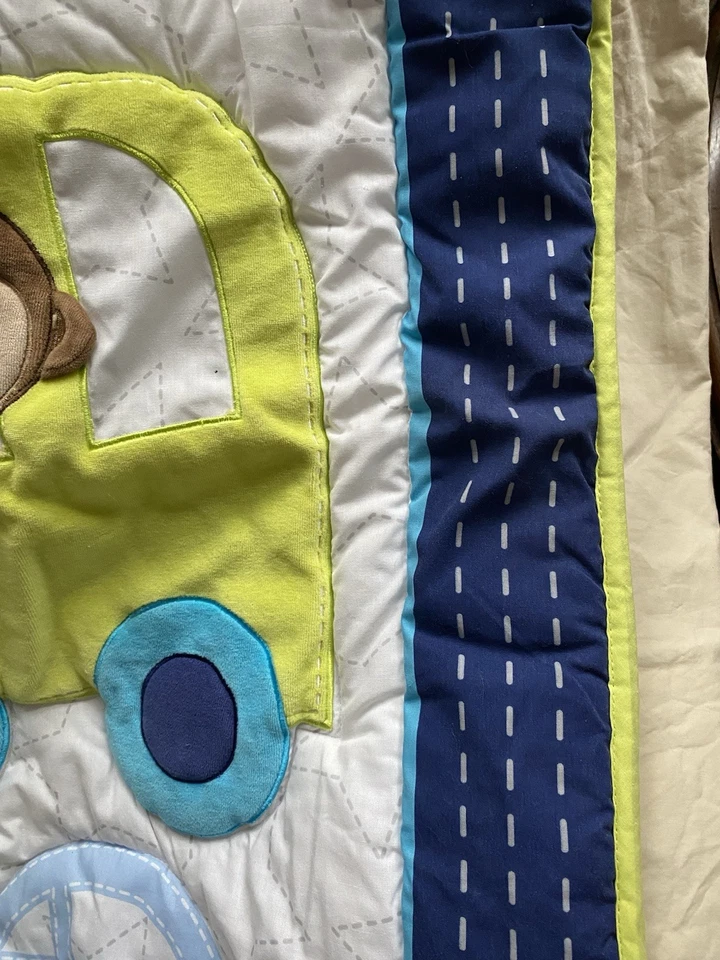 Edredón Carter's Child Of Mine azul verde mono vehículos coches avión cuna Foto 4 de 4