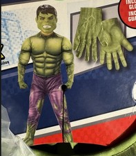 Incredible Hulk Costume Youth Large 10-12 One Piece Jumpsuit Mask Gloves