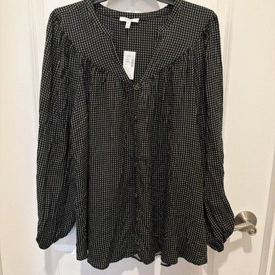 Maurice s 1X Black & White Checked Blouse NWT