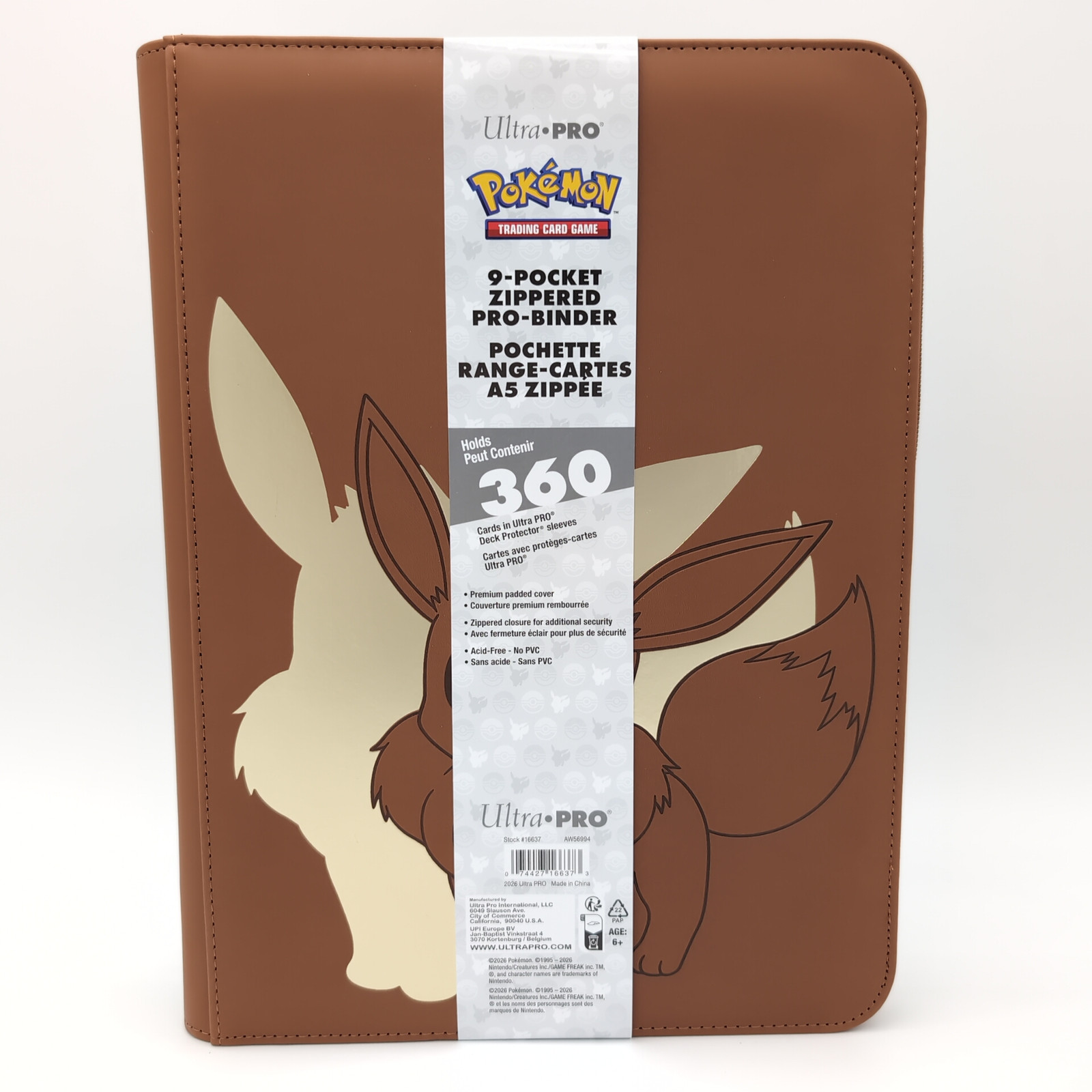 Premium Ultra Pro Pokemon 9-Pocket Zippered Binder Evoli Eevee Sammelalbum Neu