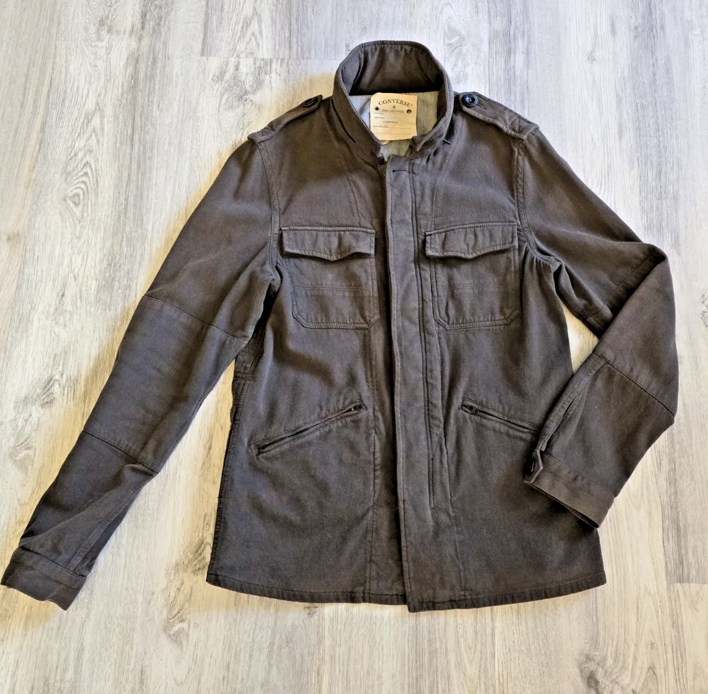 Rare John Varvatos X Converse Collab Brown Denim Military Style Field Jacket M