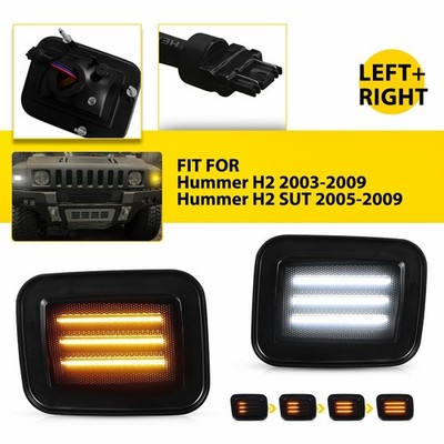 For Hummer H2 SUT 2005-09 Front Bumper LED Side Marker Indicator Blinker Lights