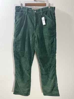 Levi's 568 Pants Mens 33x34 Green Corduroy Workwear Loose Straight