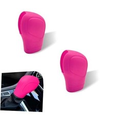 Car Shift Knob Cover, Flexible Silicone Anti-Scratch Protective 2 PCS Pink