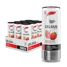CELSIUS Sparkling Strawberry Guava Energy Drink Pack of 12 200mg Caffeine