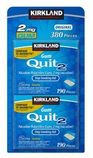 Kirkland Signature Quit 2 Nicotine Gum 2 mg Original 380 Pieces Stop Smoking Aid