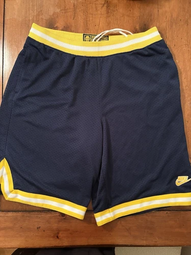 Short de basket vintage Nike Supreme Court Mesh années 2000 bleu marine/jaune grand L