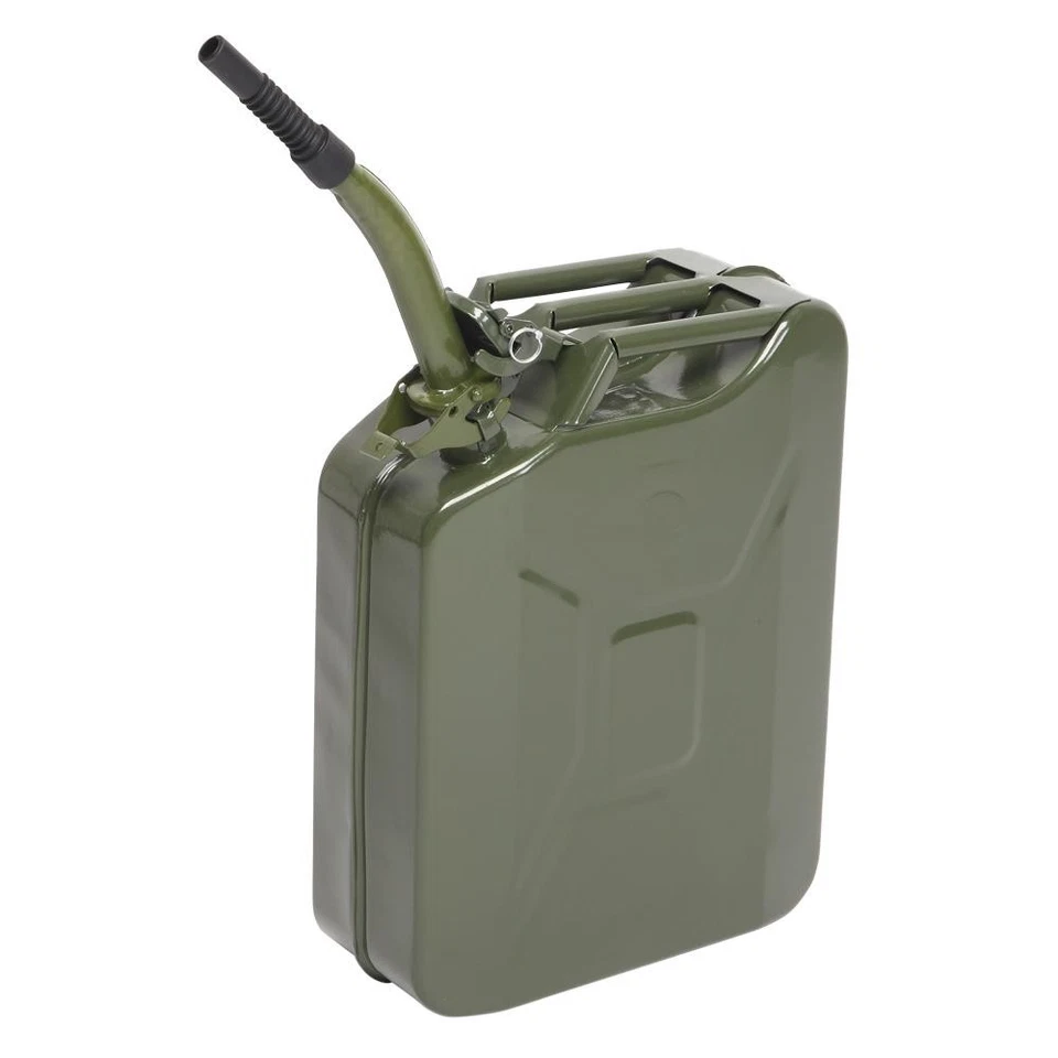 Fuel Can 5 Gal 20L Gasoline Fuel Can Metal Gas Tank Emergency Backup Army Green