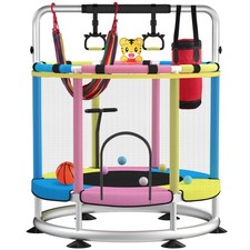 Trampoline for , Update T-handrail Adjustable Baby Trampoline with Basketball...