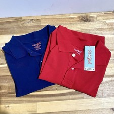 Cat  Jack Polo Shirts Boys L 12/14, Red  Blue No-Roll Collar School Uniform