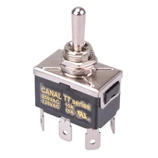 T7A27A3B2H5R (On)-Off-(ON) Momentary 12mm Toggle Switch DPDT 10A 250VAC