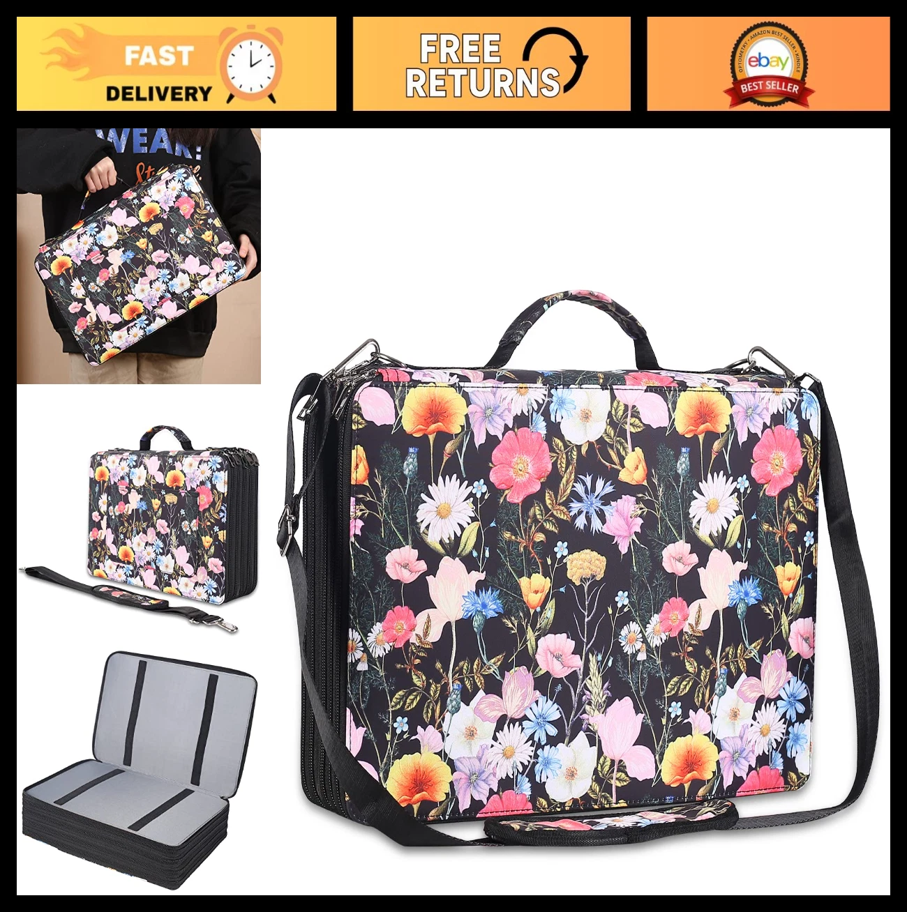 Large Capacity Pencil Case for 500 Colored Pencils & 340 Gel Pens - Zipper Closu