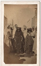 Group of Algerians outdoor street circa 1865 photo CDV Algeria stamp Outin