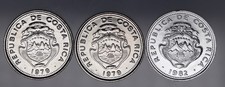 1979 (2)  & 1982 Costa Rica 10 Céntimos  Coins  KM# 185.1b & 185.2a Unc