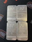 (4) Bar Lot Vintage 1 Troy Oz .999 Fine Silver National Refiners 4oz Total
