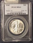 1945 P Silver PCGS MS63 Walking Liberty Half Dollar PQ Coin 50C
