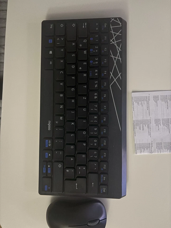 Rapoo 8000M kabelloses Multi-Mode Deskset Tastatur & Maus schwarz DE-Layout - Bild 2 von 3