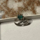 Vintage Sterling Silver 925 IRISH CLADDAGH Ring w/ Green Heart Stone Sz. 5.5