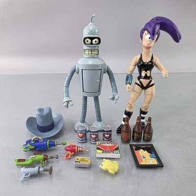 Futurama Bender & Swimsuit Leela 6'' Figures Extra Accessories Poseable Toynami
