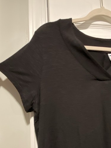 NWT Old Navy Size S Luxe Black V Neck Round Hem Tunic Short Sleeve Tee Shirt - Picture 3 of 9
