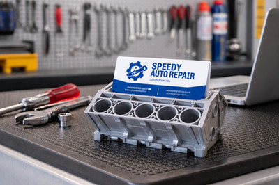 3D-gedruckter V8 Motorblock Visitenkartenhalter - Mechaniker Schreibtisch, Autowerkstatt