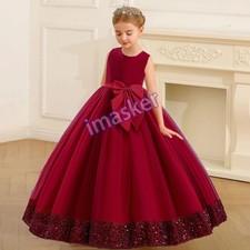 Tulle Girl Princess Gown Elegant Baptism Birthday Party Dress Evening Costume